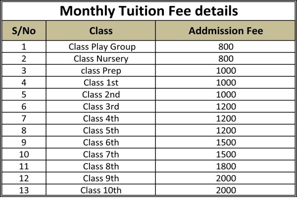 Monthly Fee Details